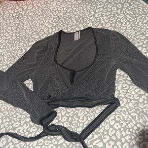 Urban Outfitters Dark Gray Wrap Top
